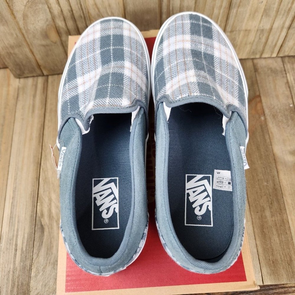 Womens Vans Asher Platform Plaid Grey Athletic Sneakers Shoes - Picture 6 of 7